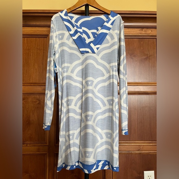 Diane Von Furstenberg Dress Reina Sky Blue White Print Size 10 - Picture 14 of 16